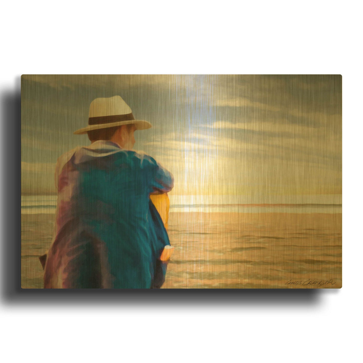 'The Thinker' By Carlos Casamayor Gold Metal Wall Art