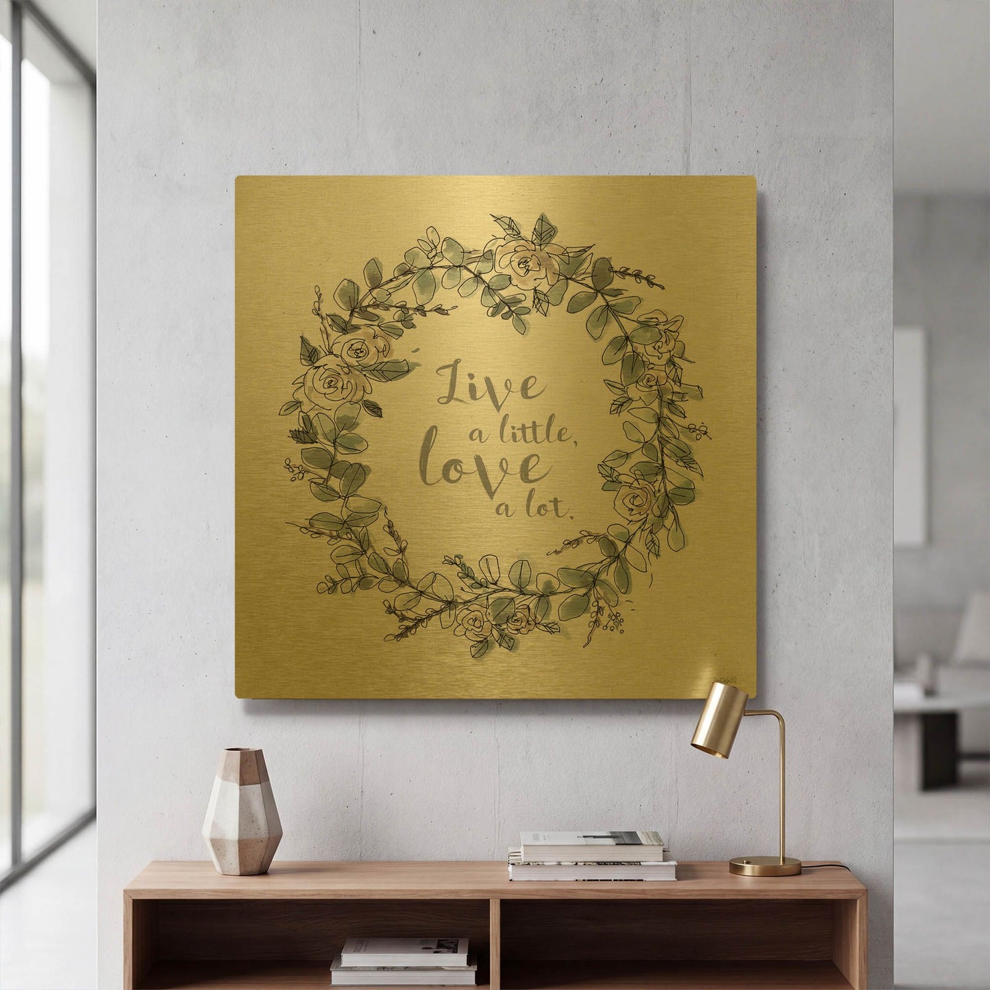 'Modern Farmhouse VI Live' By Anne Tavoletti Gold Metal Wall Art