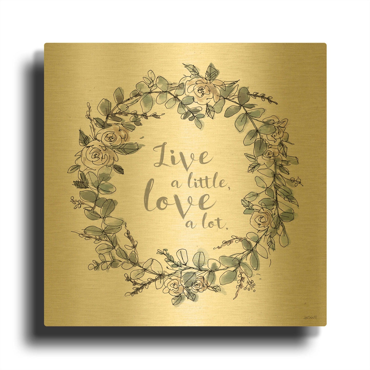 'Modern Farmhouse VI Live' By Anne Tavoletti Gold Metal Wall Art