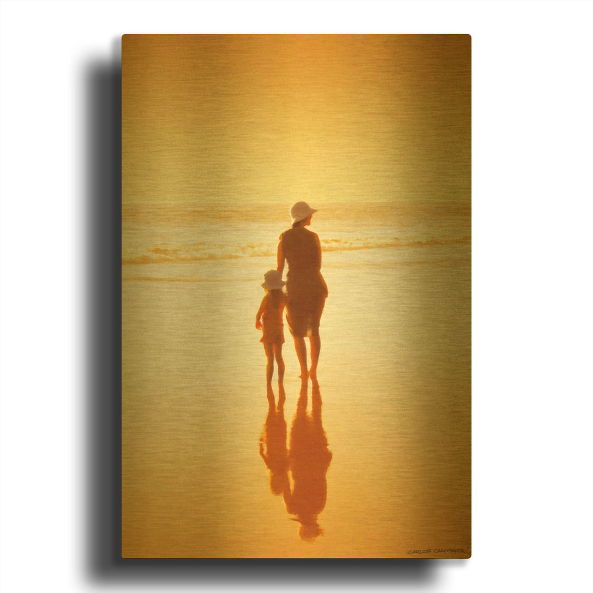 'Mother & Daughter 2' By Carlos Casamayor Gold Metal Wall Art