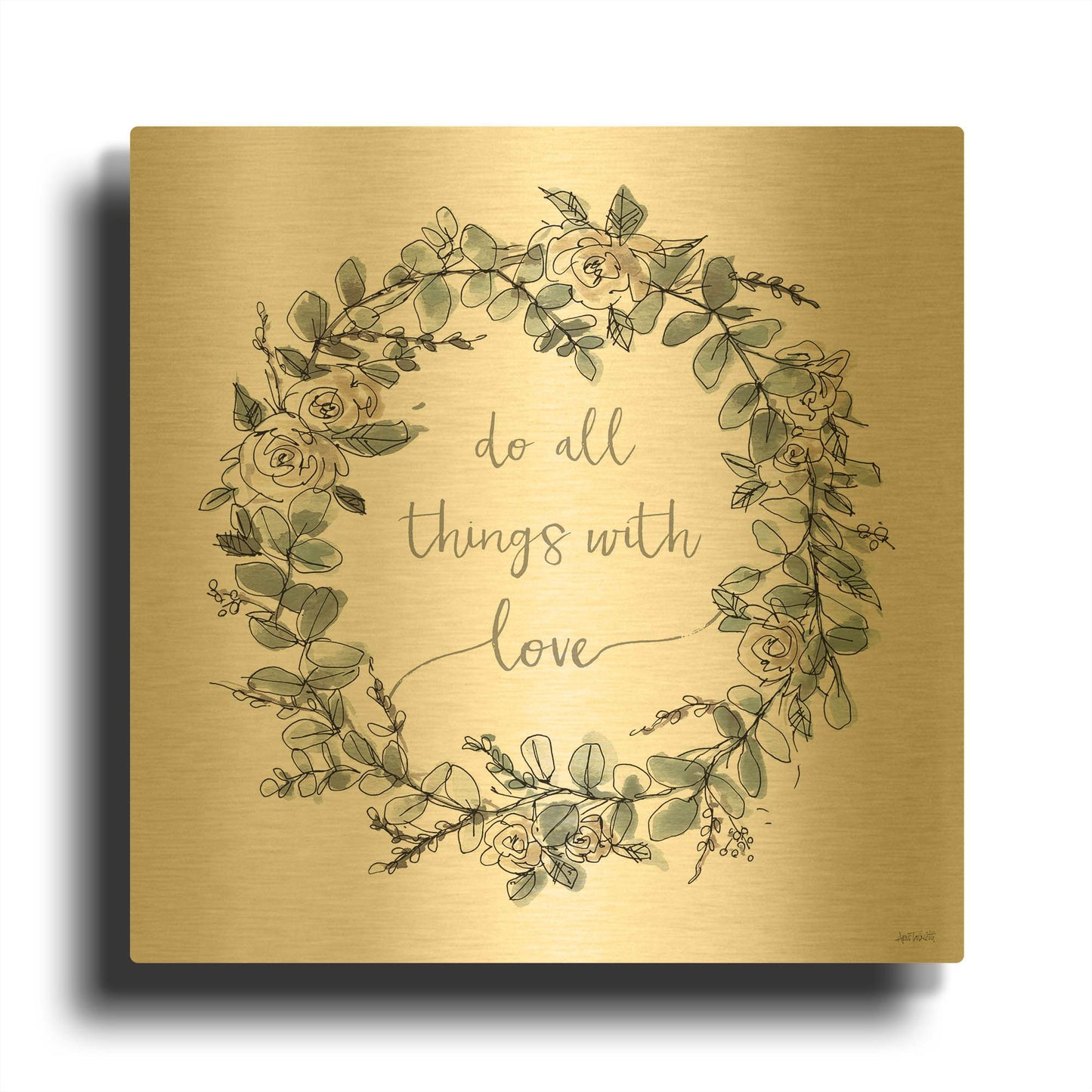 'Modern Farmhouse VI on White' By Anne Tavoletti Gold Metal Wall Art