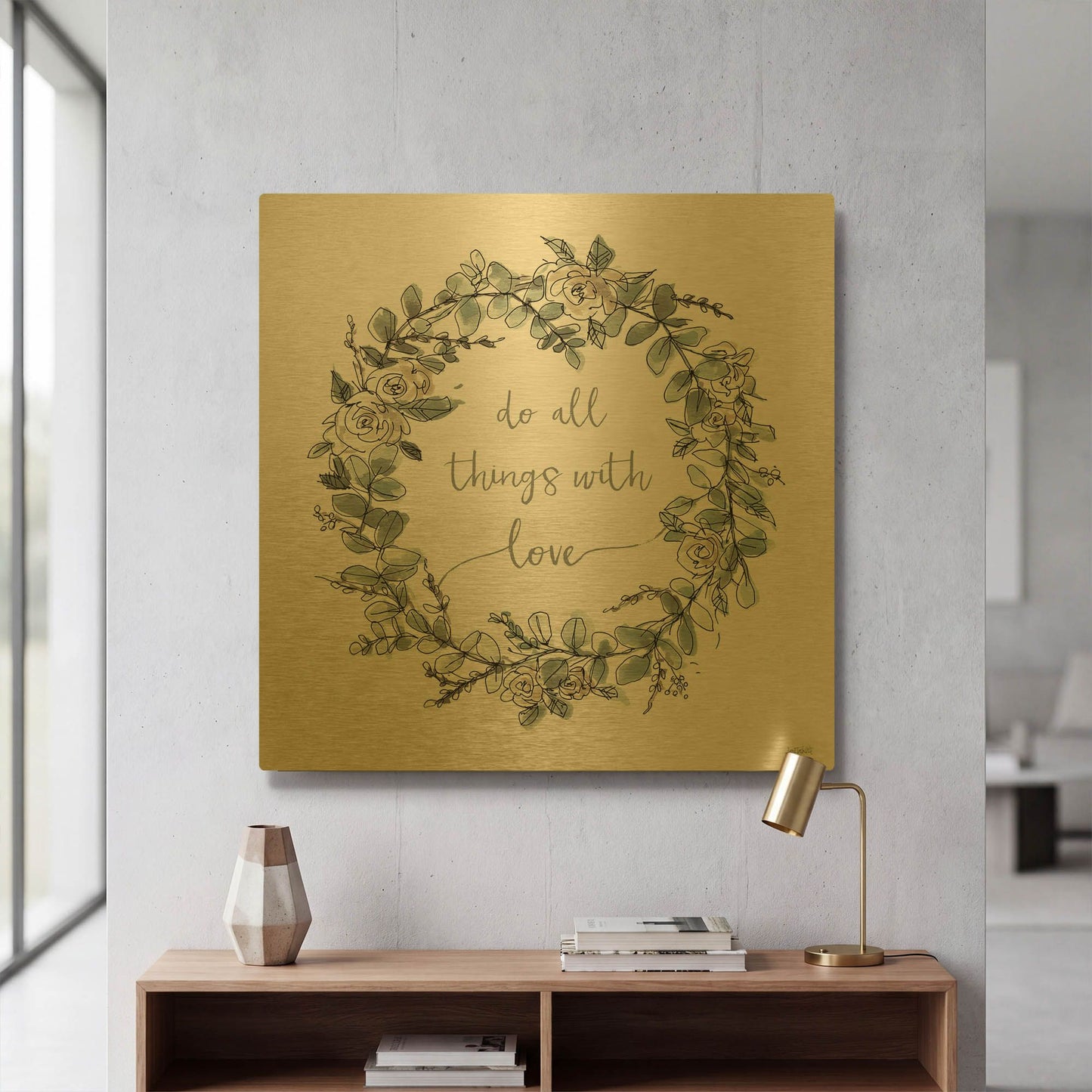 'Modern Farmhouse VI on White' By Anne Tavoletti Gold Metal Wall Art