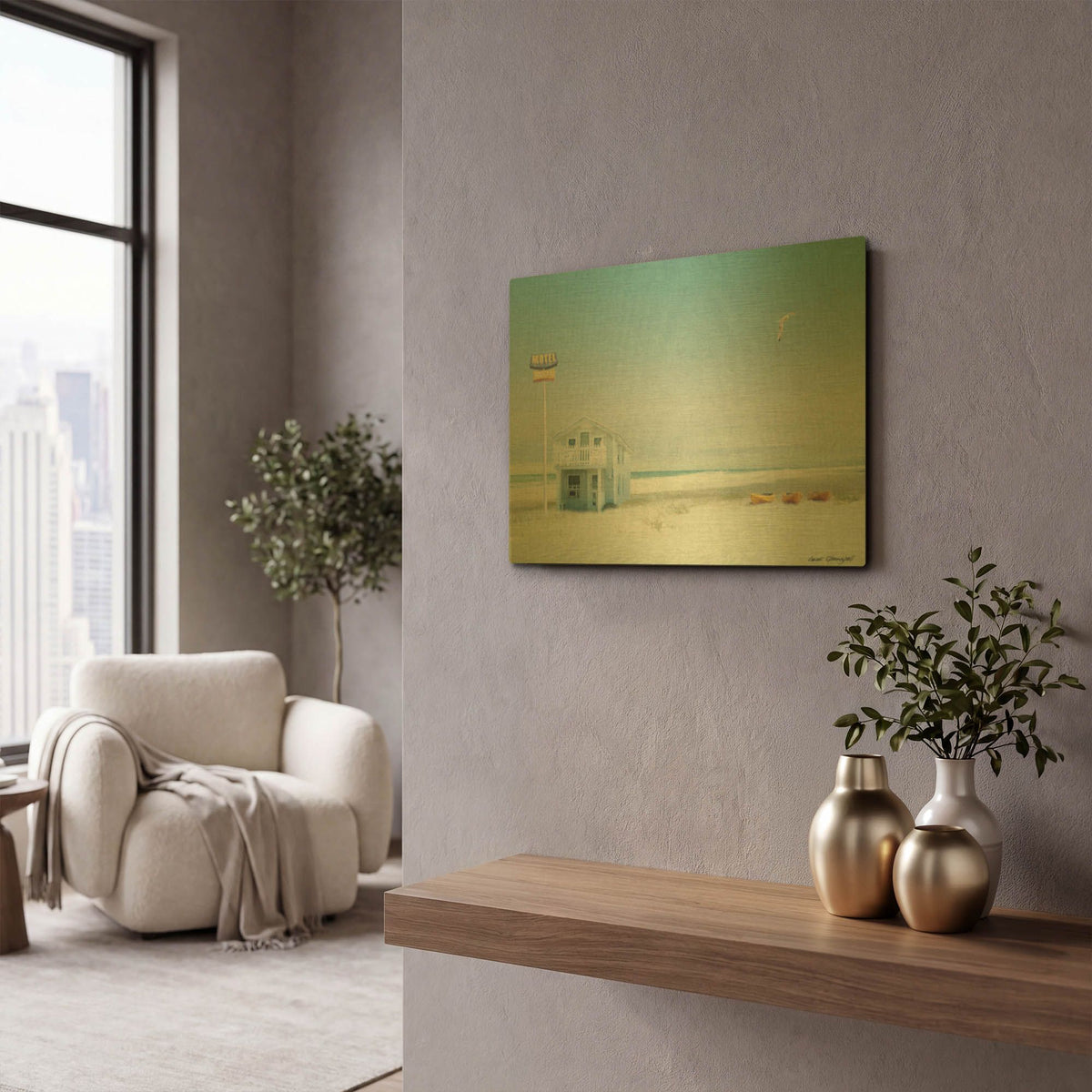 'Motel Paradise' By Carlos Casamayor Gold Metal Wall Art
