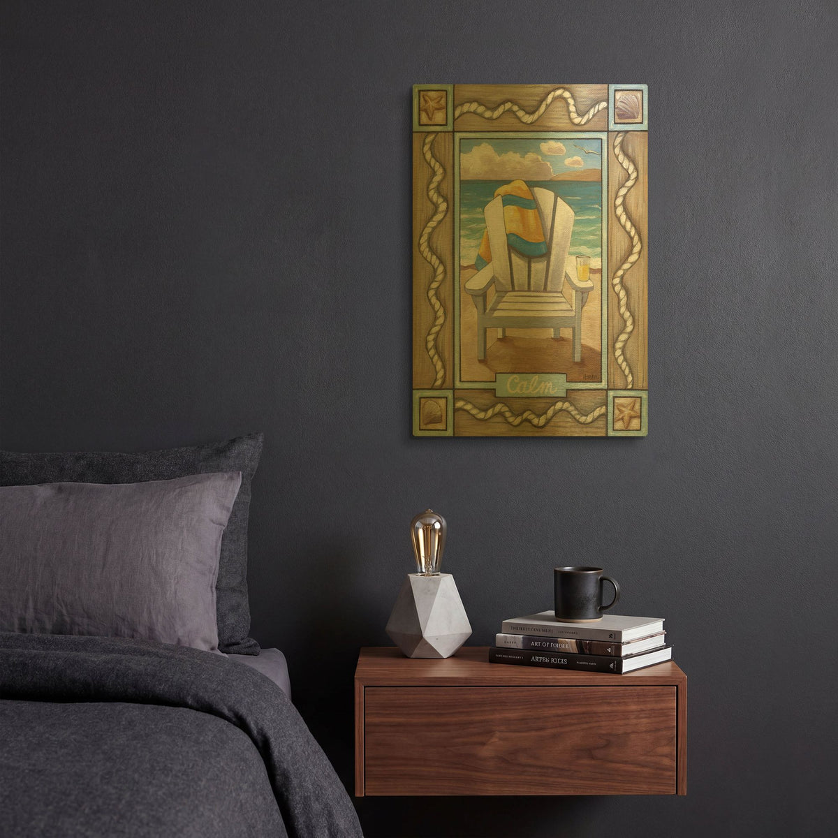 'Beach Chair Calm' By Cathy Horvath Gold Metal Wall Art