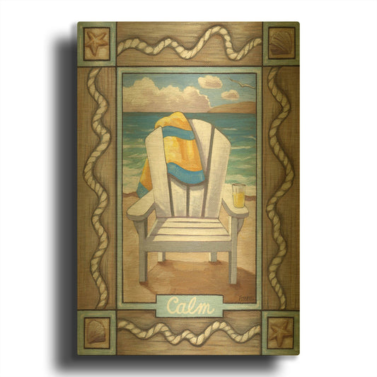 'Beach Chair Calm' By Cathy Horvath Gold Metal Wall Art