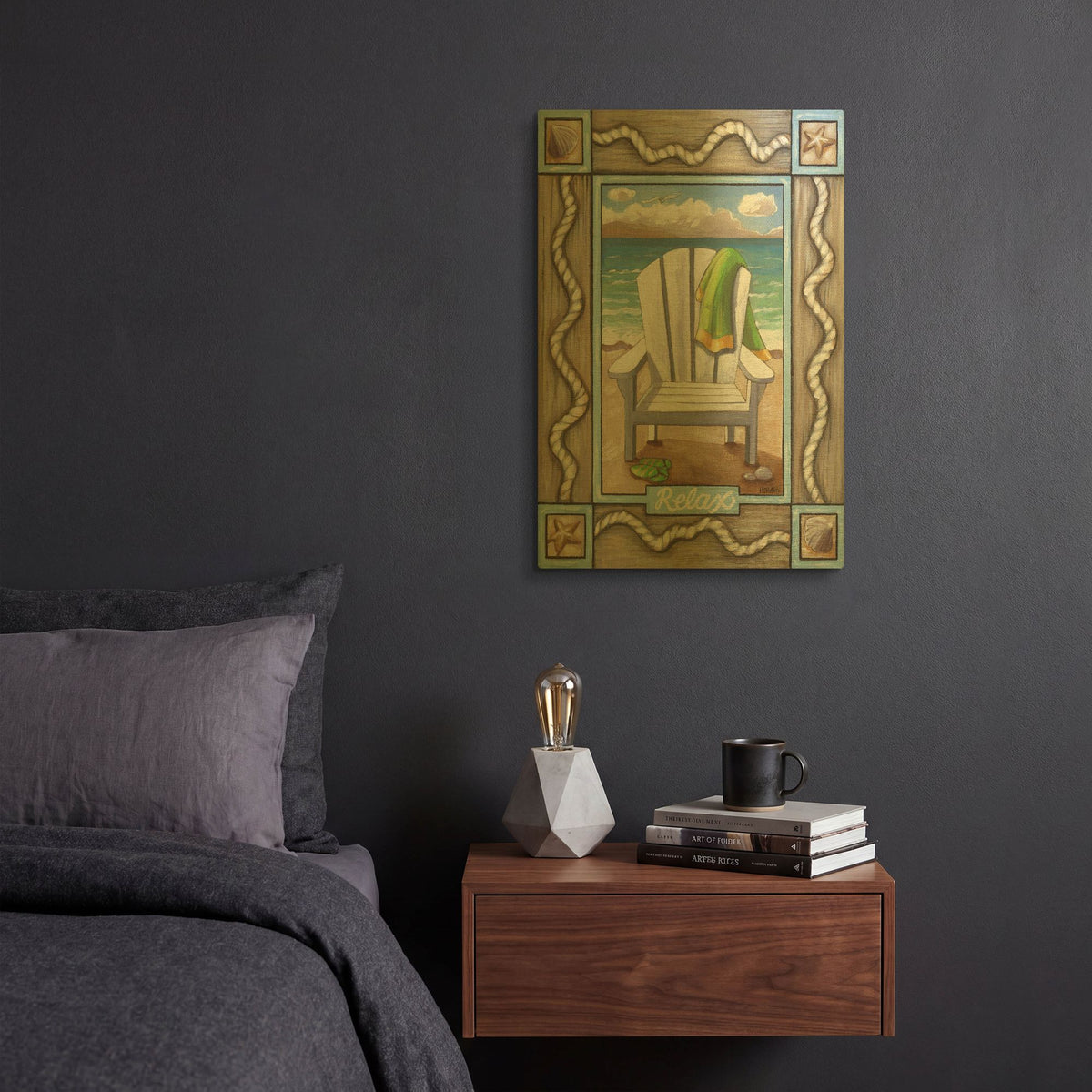 'Beach Chair Relax' By Cathy Horvath Gold Metal Wall Art