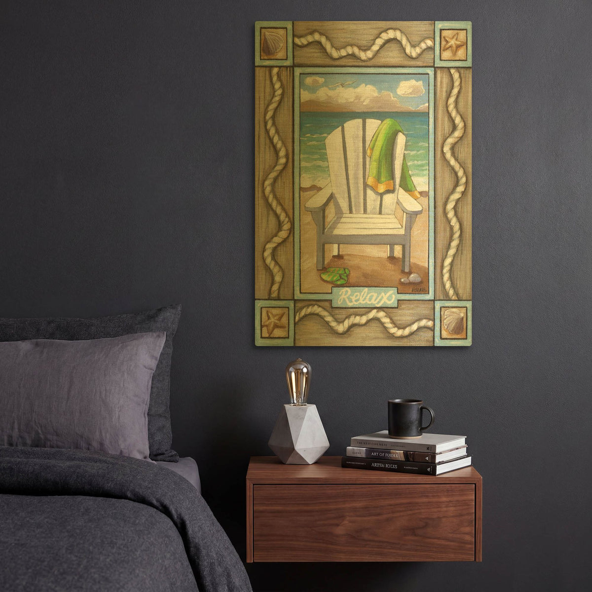 'Beach Chair Relax' By Cathy Horvath Gold Metal Wall Art
