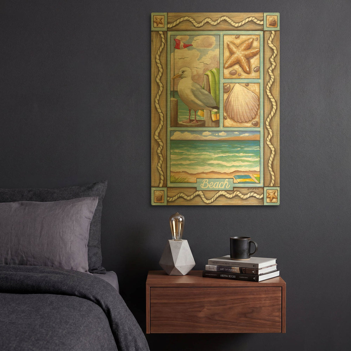 'Beach Seagull' By Cathy Horvath Gold Metal Wall Art