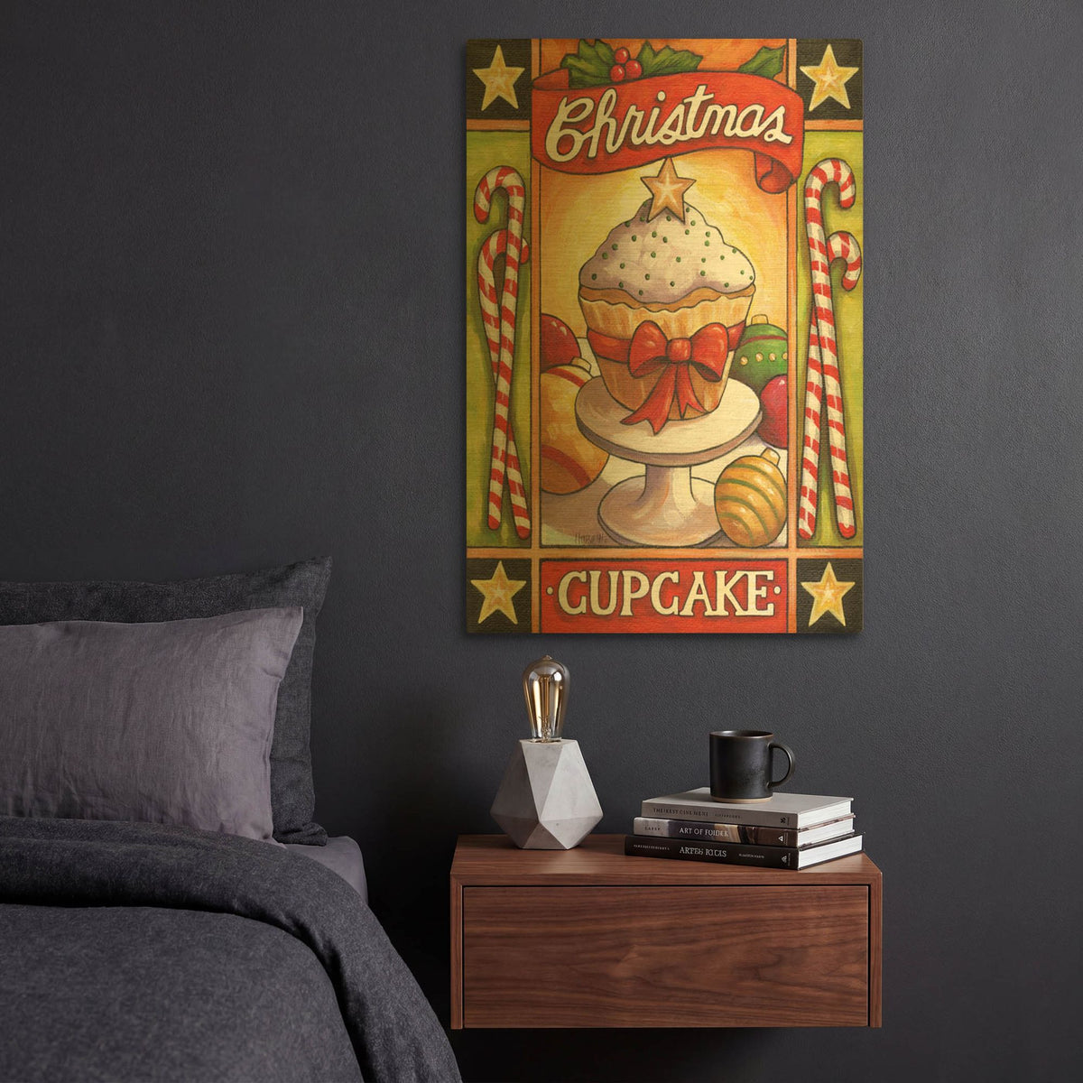 'Christmas Cupcake' By Cathy Horvath Gold Metal Wall Art