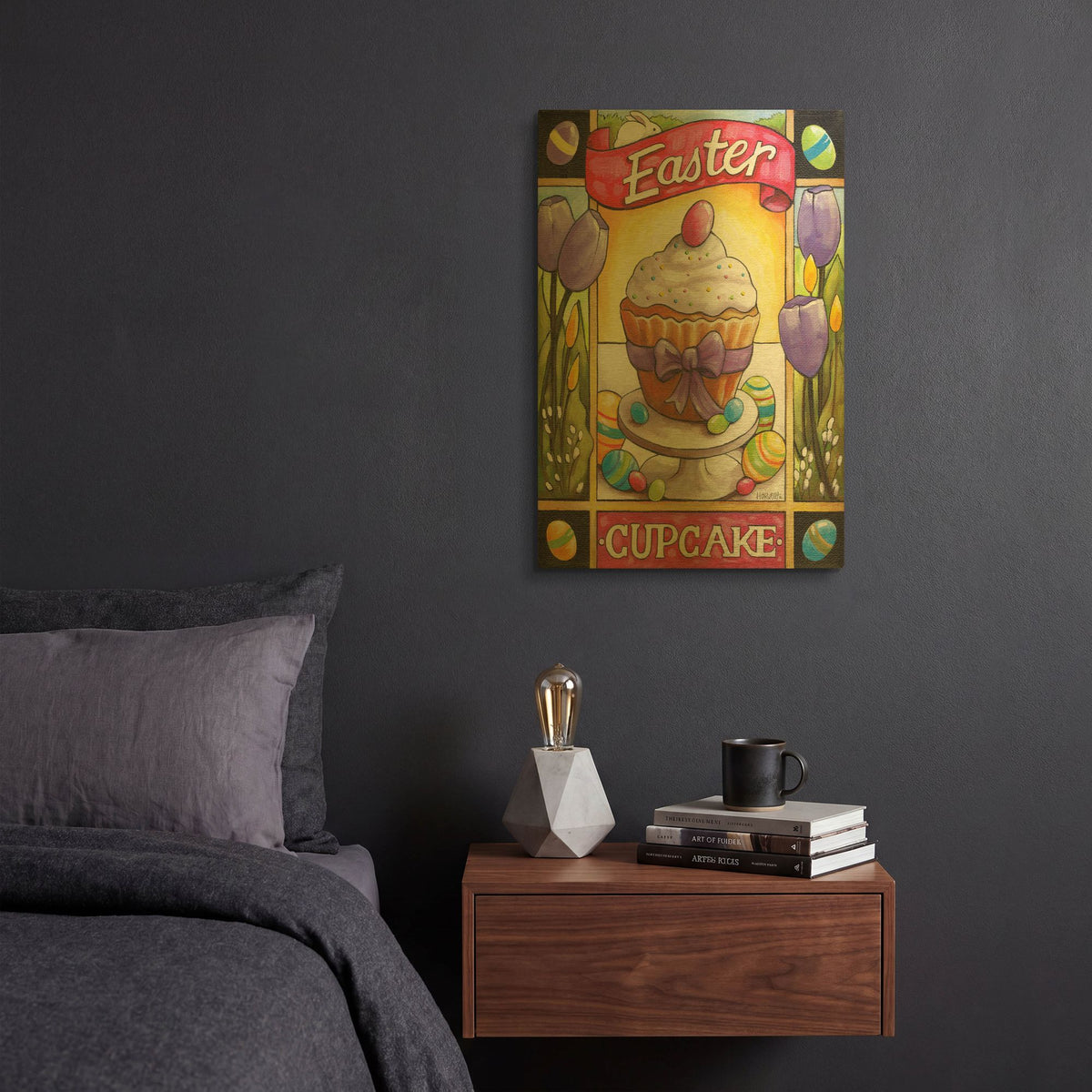 'Easter Cupcake' By Cathy Horvath Gold Metal Wall Art