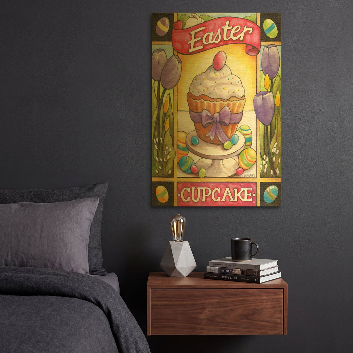 'Easter Cupcake' By Cathy Horvath Gold Metal Wall Art