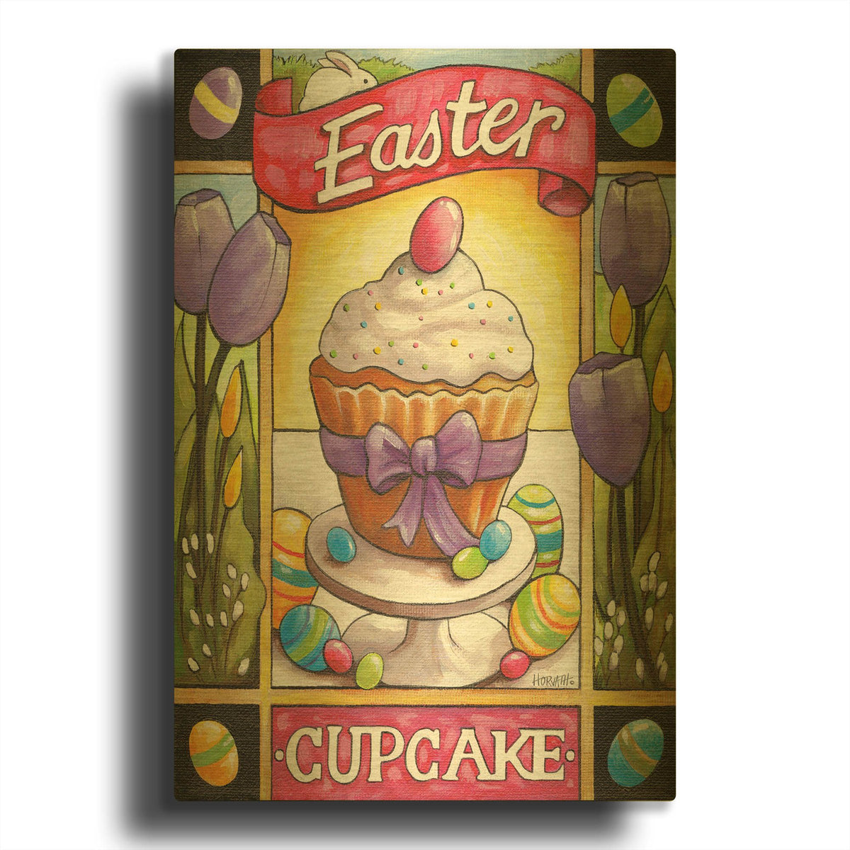 'Easter Cupcake' By Cathy Horvath Gold Metal Wall Art