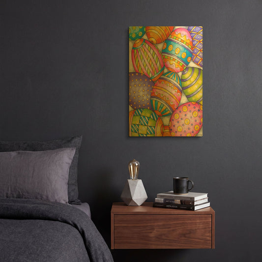'Easter Eggs' By Cathy Horvath Gold Metal Wall Art