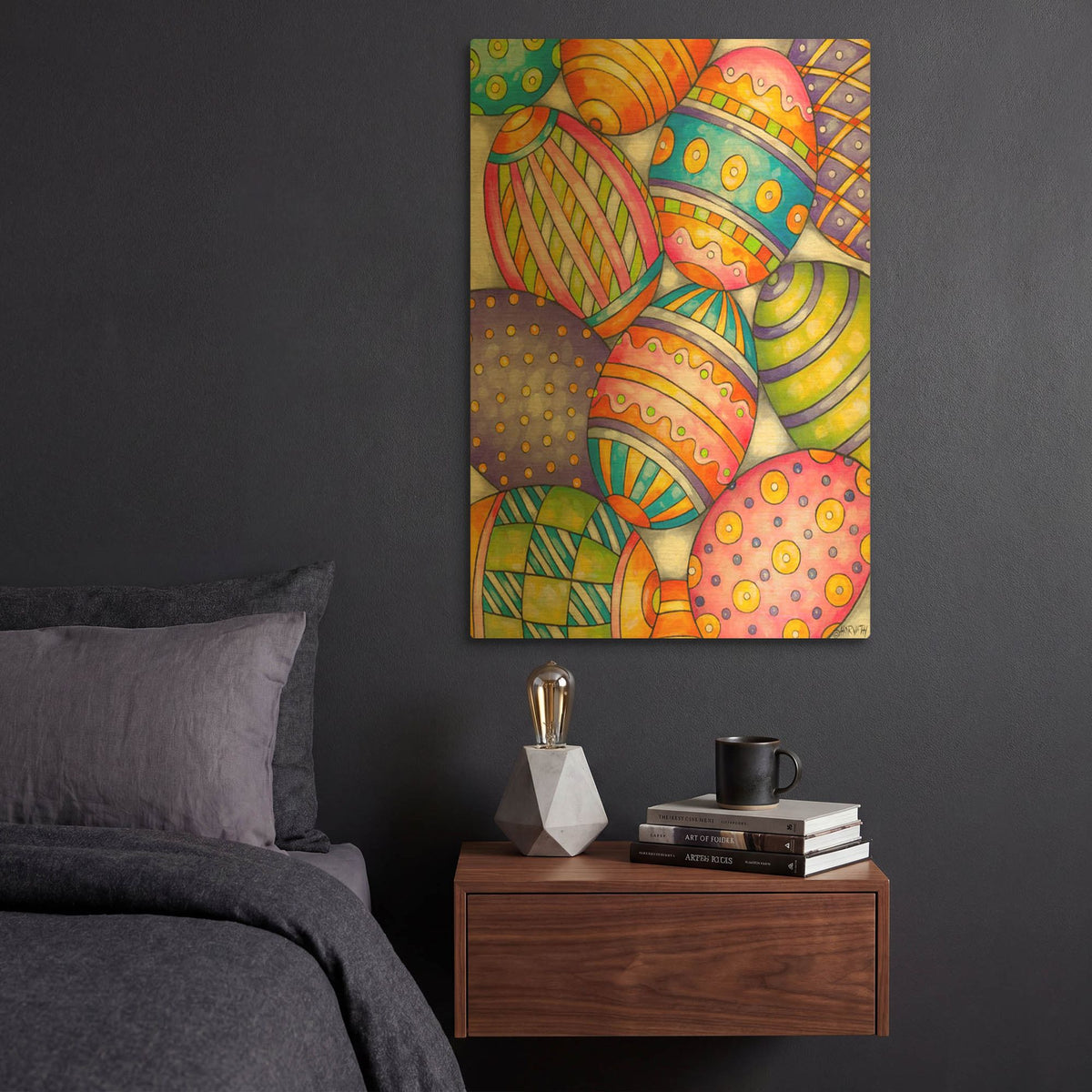 'Easter Eggs' By Cathy Horvath Gold Metal Wall Art