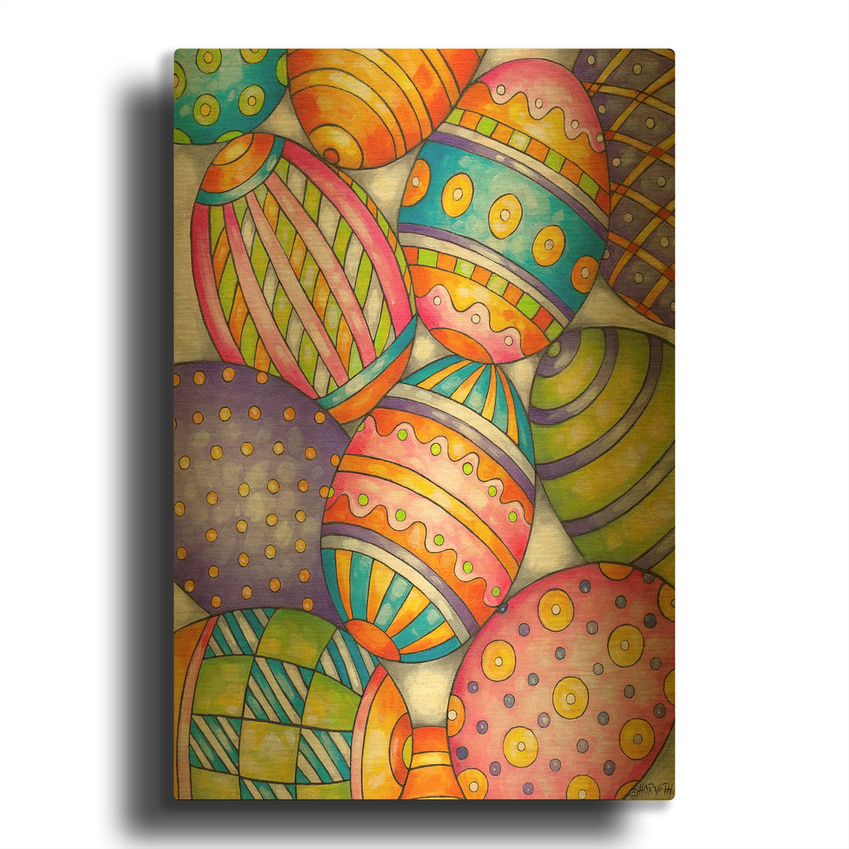 'Easter Eggs' By Cathy Horvath Gold Metal Wall Art