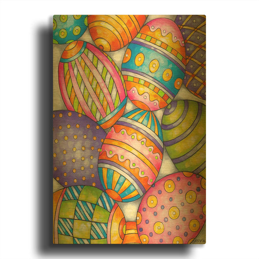 'Easter Eggs' By Cathy Horvath Gold Metal Wall Art