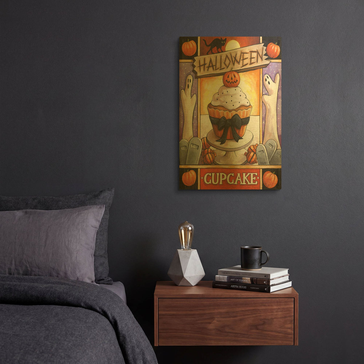 'Halloween Cupcake' By Cathy Horvath Gold Metal Wall Art