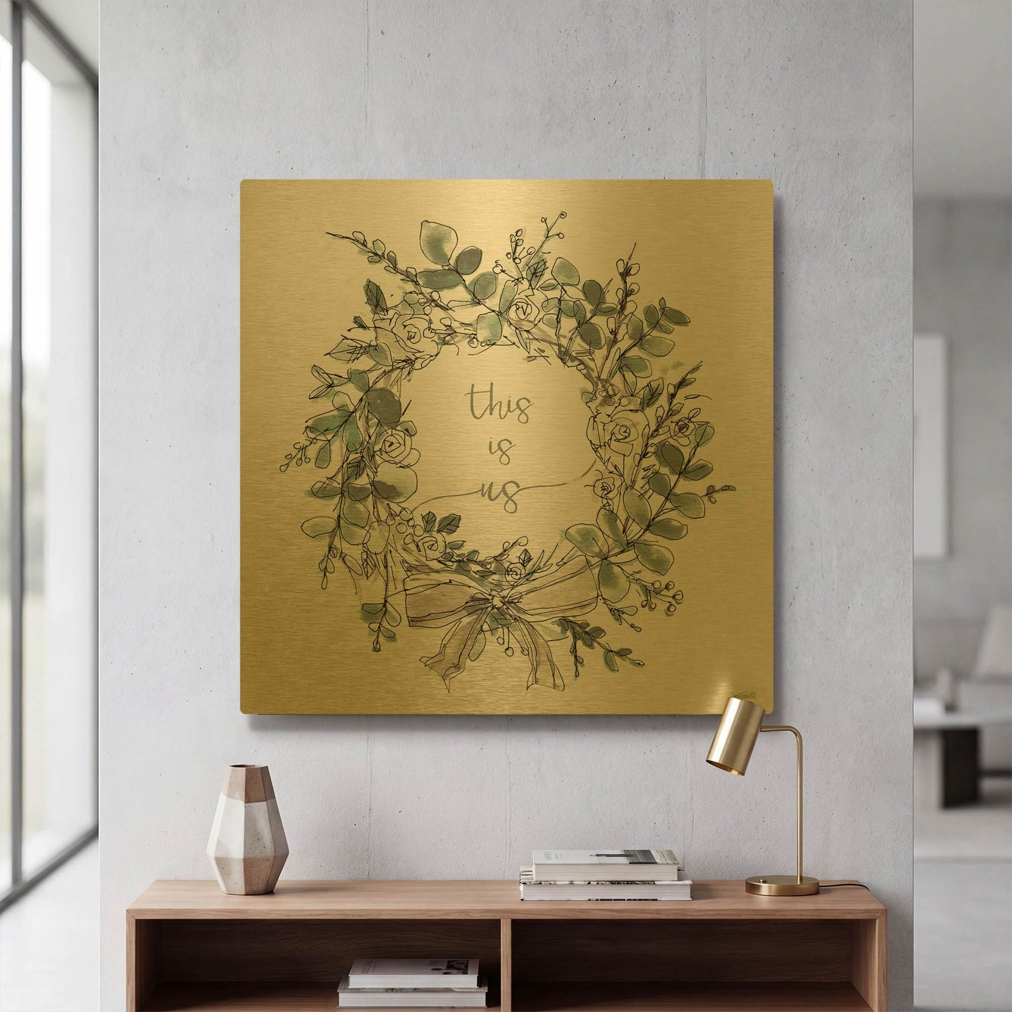'Modern Farmhouse VII' By Anne Tavoletti Gold Metal Wall Art