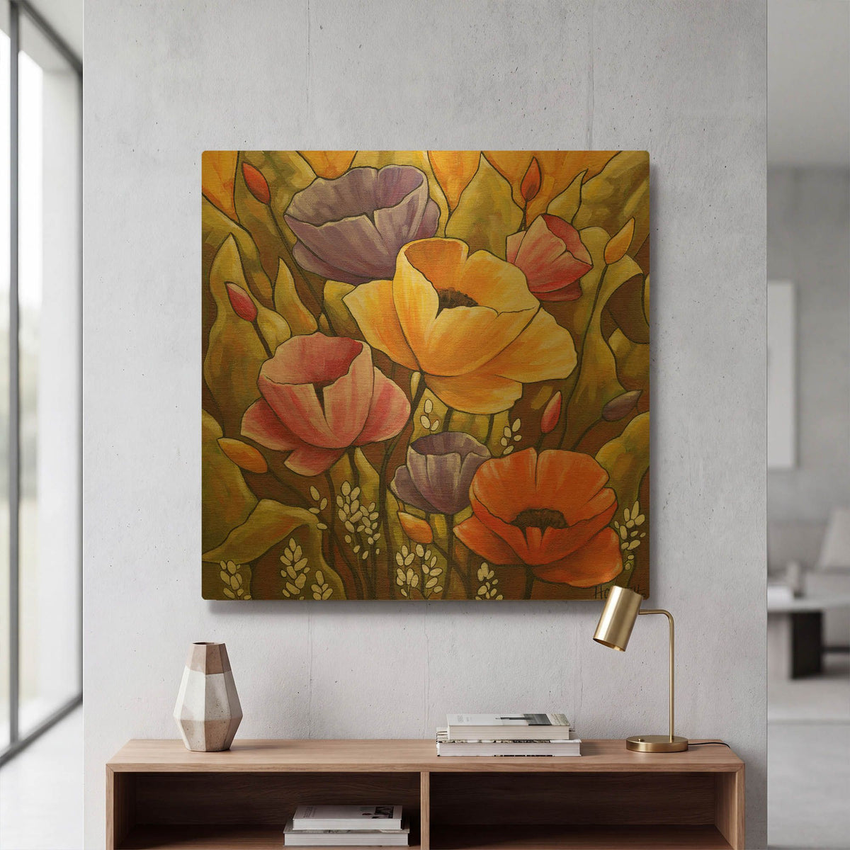 'Flowers 2' By Cathy Horvath Gold Metal Wall Art