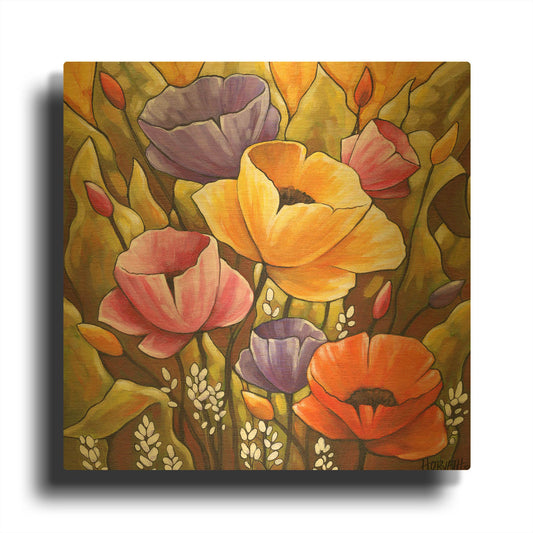 'Flowers 2' By Cathy Horvath Gold Metal Wall Art