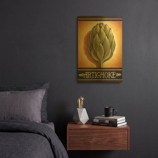 'Market Sign Artichoke' By Cathy Horvath Gold Metal Wall Art