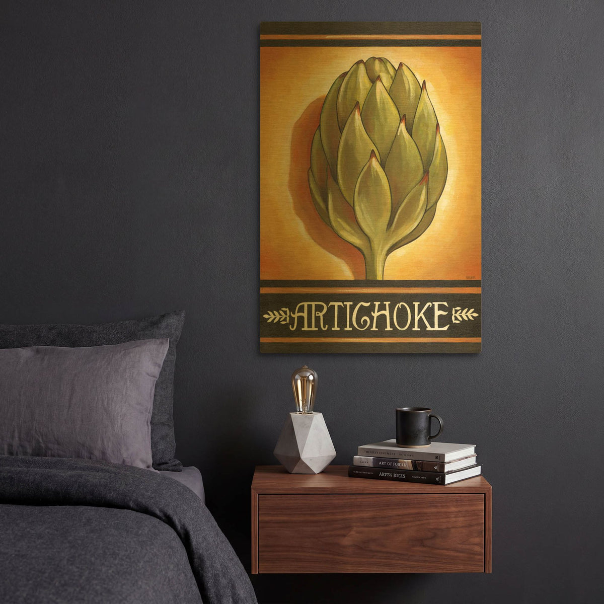 'Market Sign Artichoke' By Cathy Horvath Gold Metal Wall Art