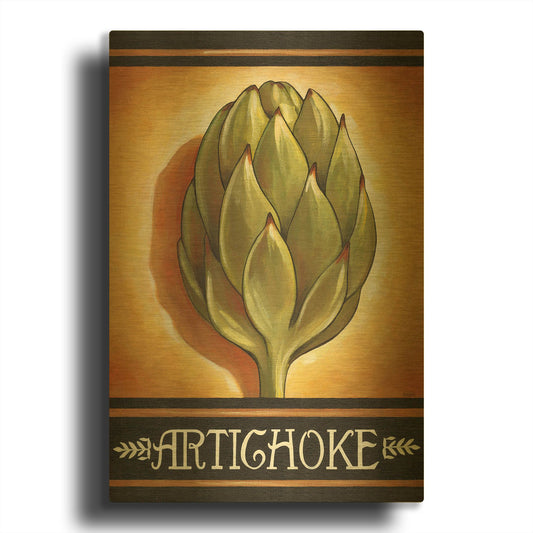 'Market Sign Artichoke' By Cathy Horvath Gold Metal Wall Art
