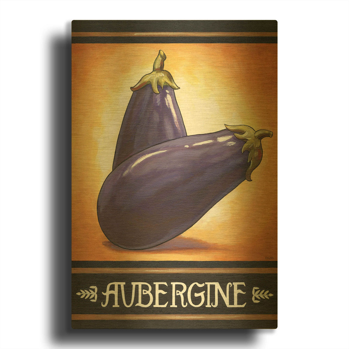 'Market Sign Aubergine' By Cathy Horvath Gold Metal Wall Art
