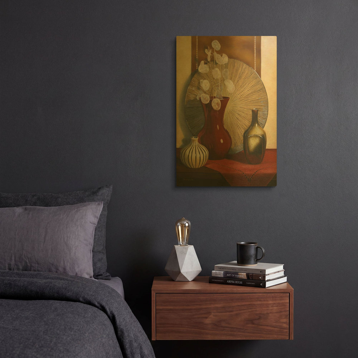 'Still Life With Red Vase' By Cecile Baird Gold Metal Wall Art