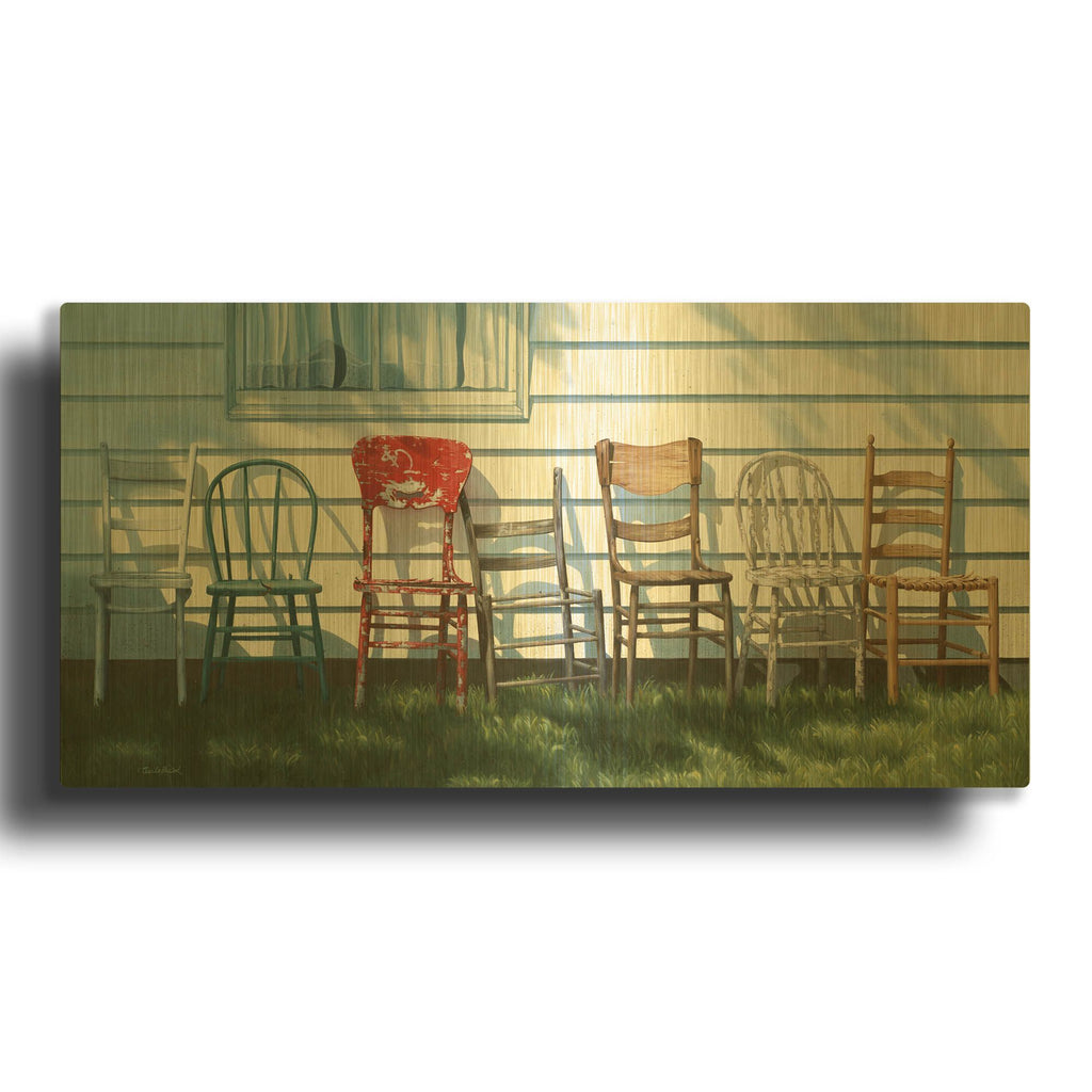 'Row Of Chairs' By Cecile Baird Gold Metal Wall Art
