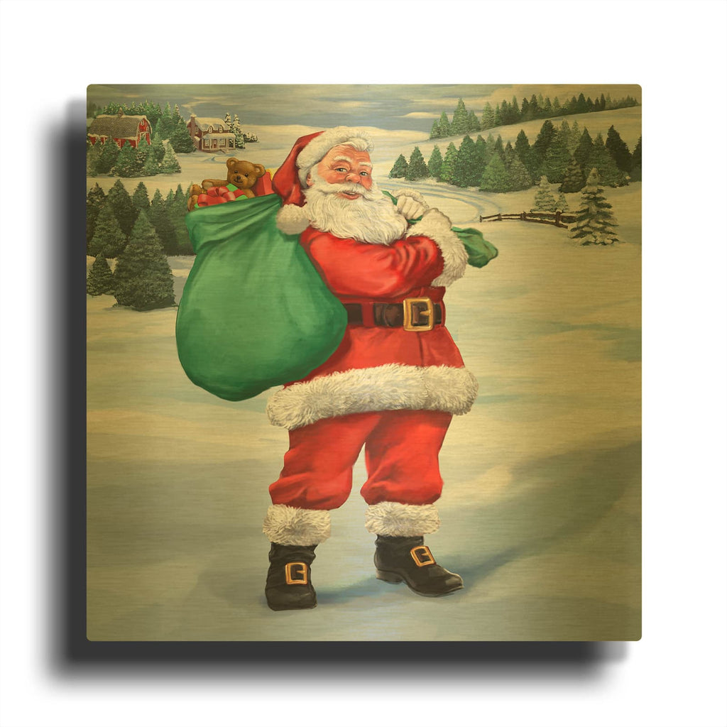 'Santa Country' By Bigelow Illustrations Gold Metal Wall Art