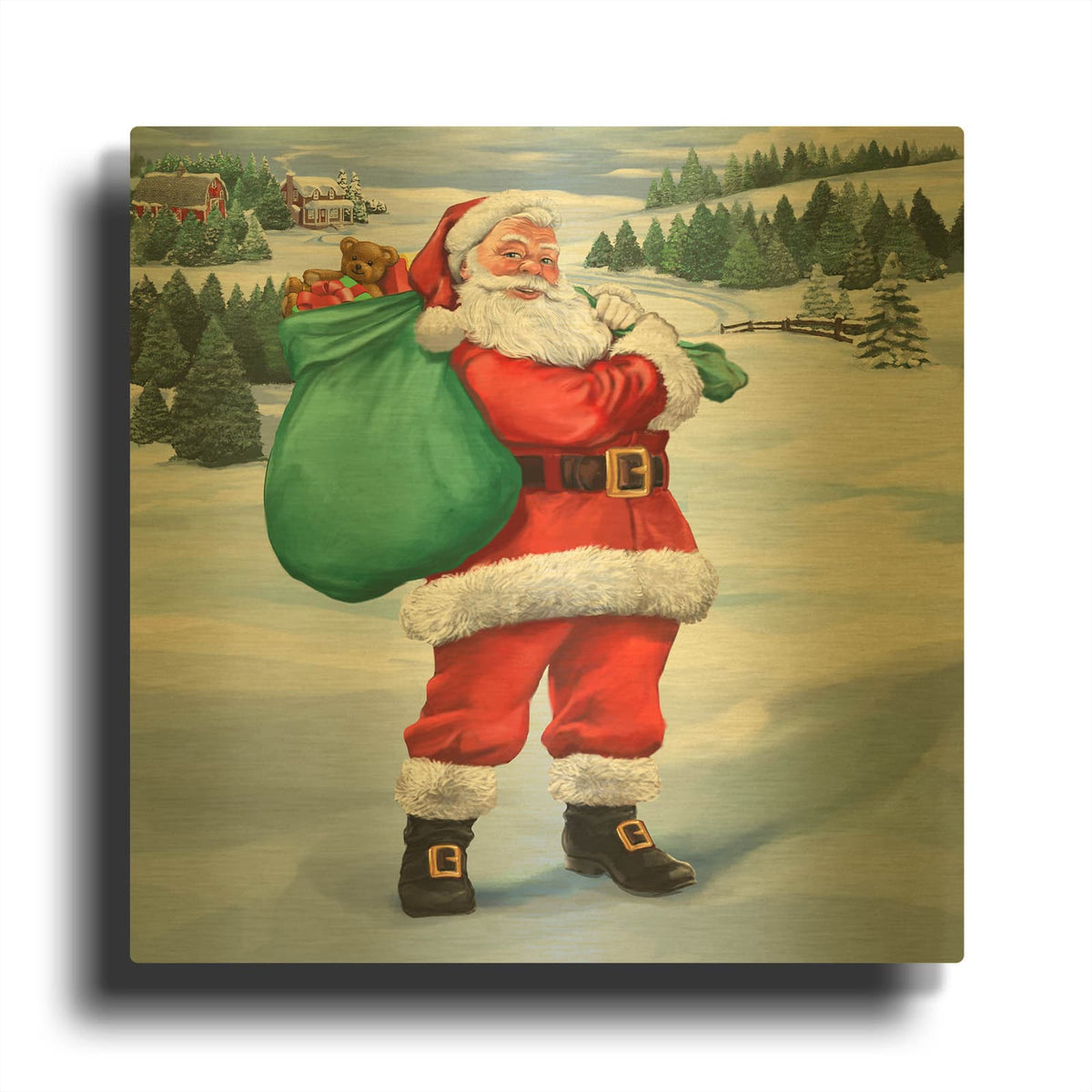 'Santa Country' By Bigelow Illustrations Gold Metal Wall Art
