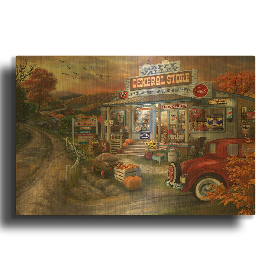 'General Store' By Bigelow Illustrations Gold Metal Wall Art