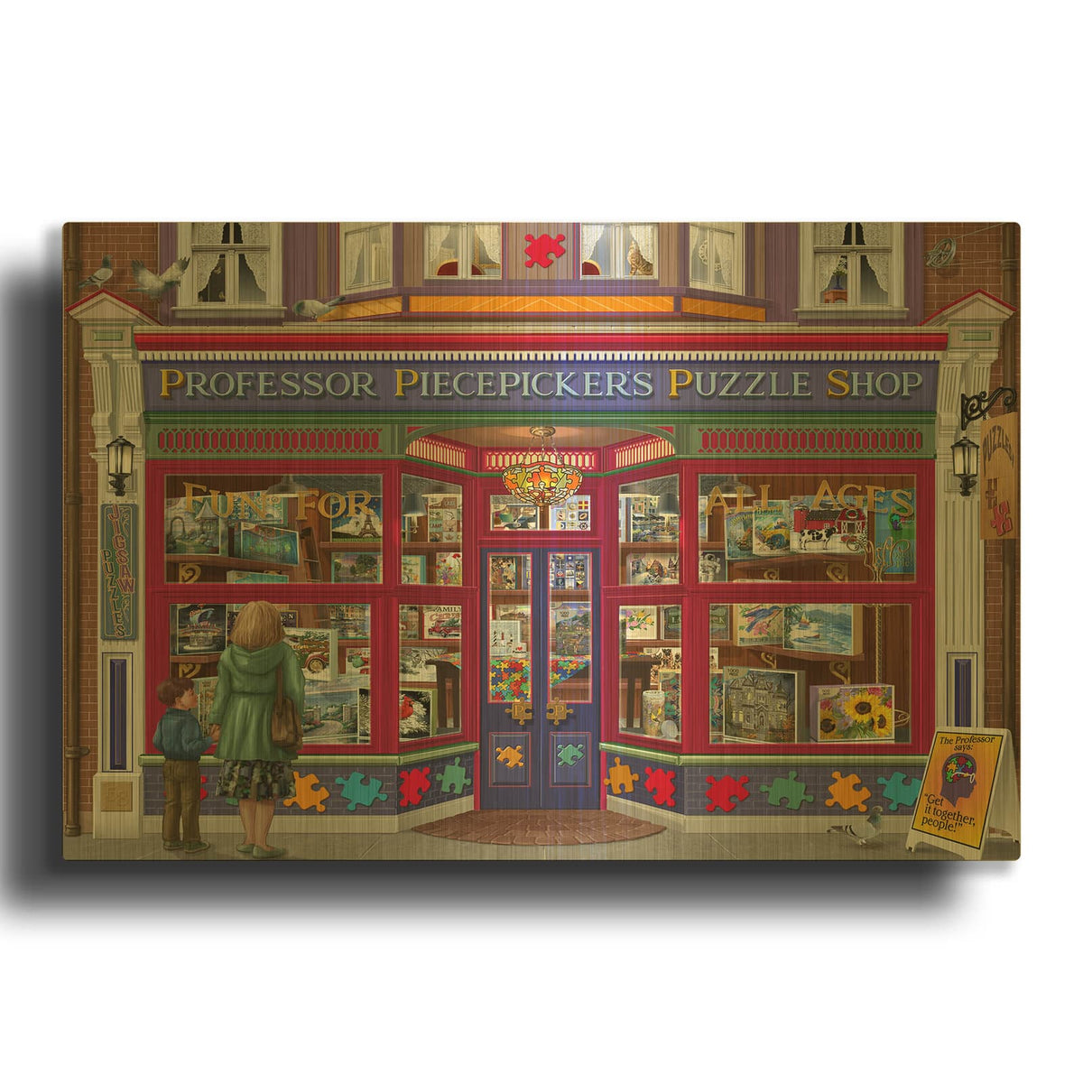 'Professor Puzzles' By Bigelow Illustrations Gold Metal Wall Art