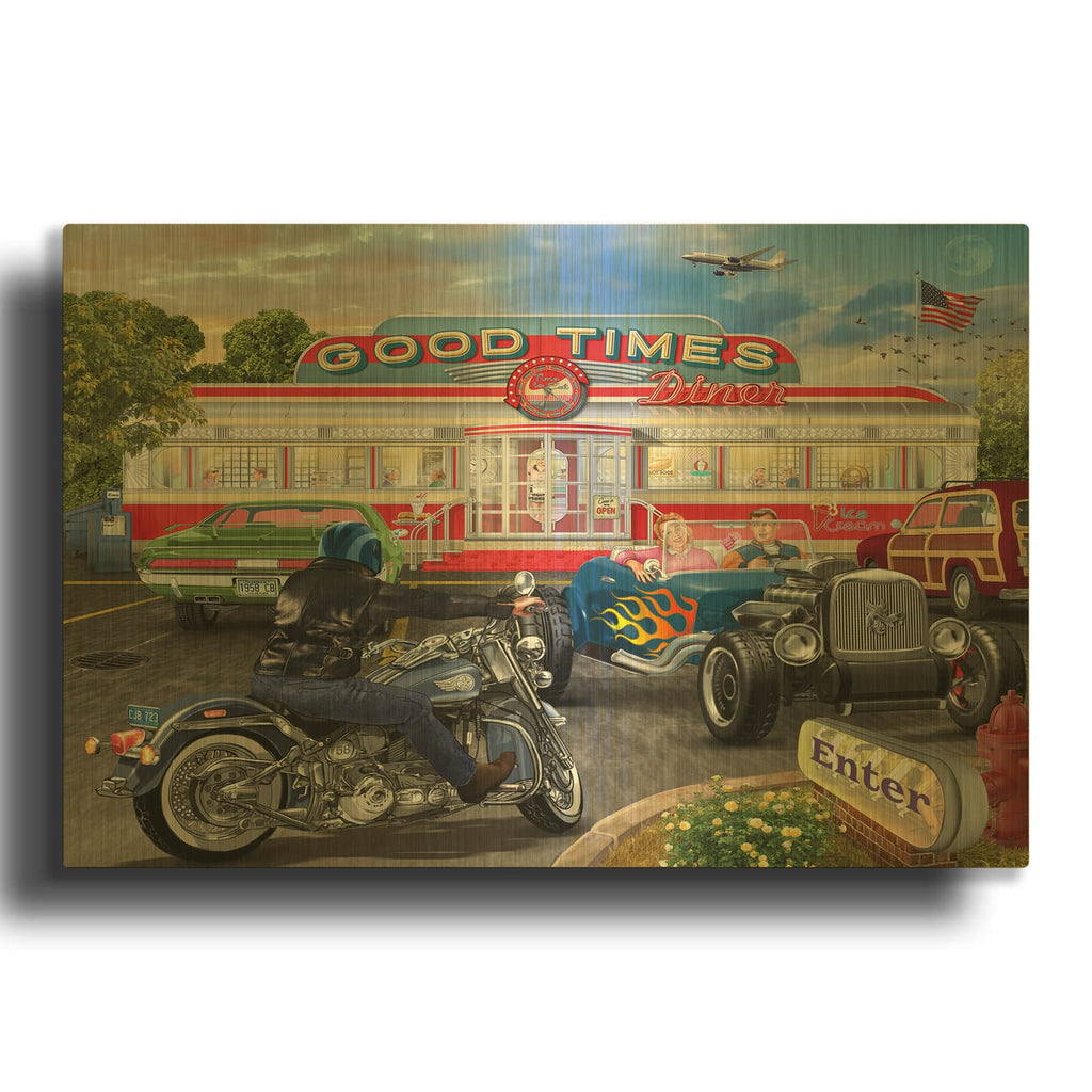 'Good Times Diner' By Bigelow Illustrations Gold Metal Wall Art