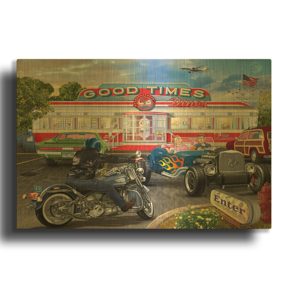 'Good Times Diner' By Bigelow Illustrations Gold Metal Wall Art