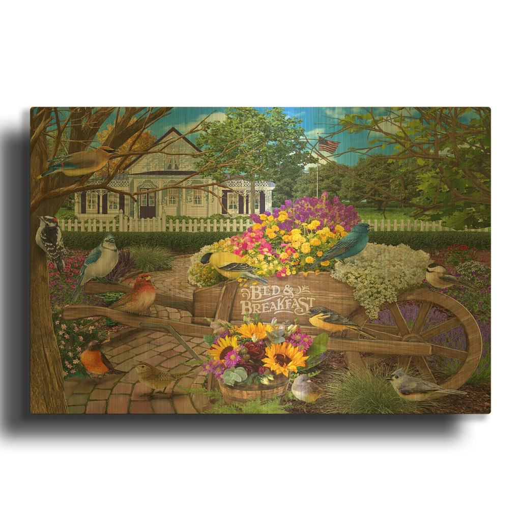 'B And B Birds 1-4' By Bigelow Illustrations Gold Metal Wall Art