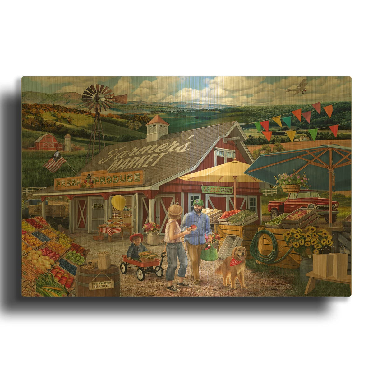 'Farmers Market' By Bigelow Illustrations Gold Metal Wall Art
