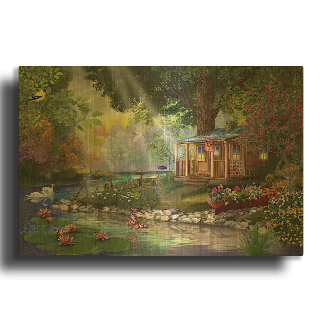 'Butterfly Lake' By Bigelow Illustrations Gold Metal Wall Art