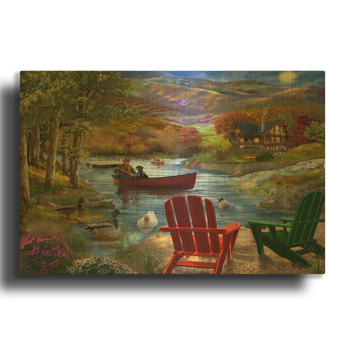 'Lake Life' By Bigelow Illustrations Gold Metal Wall Art