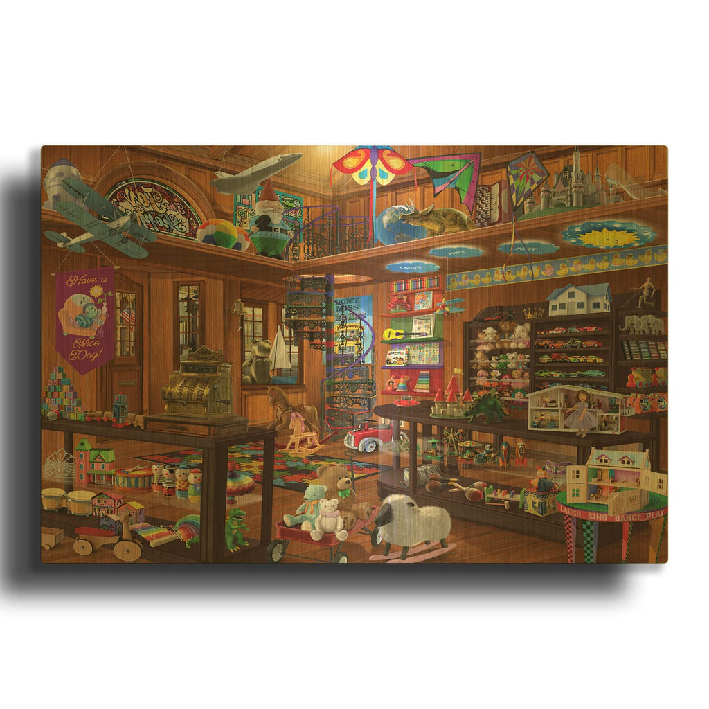'Toy Shoppe Hidden' By Bigelow Illustrations Gold Metal Wall Art