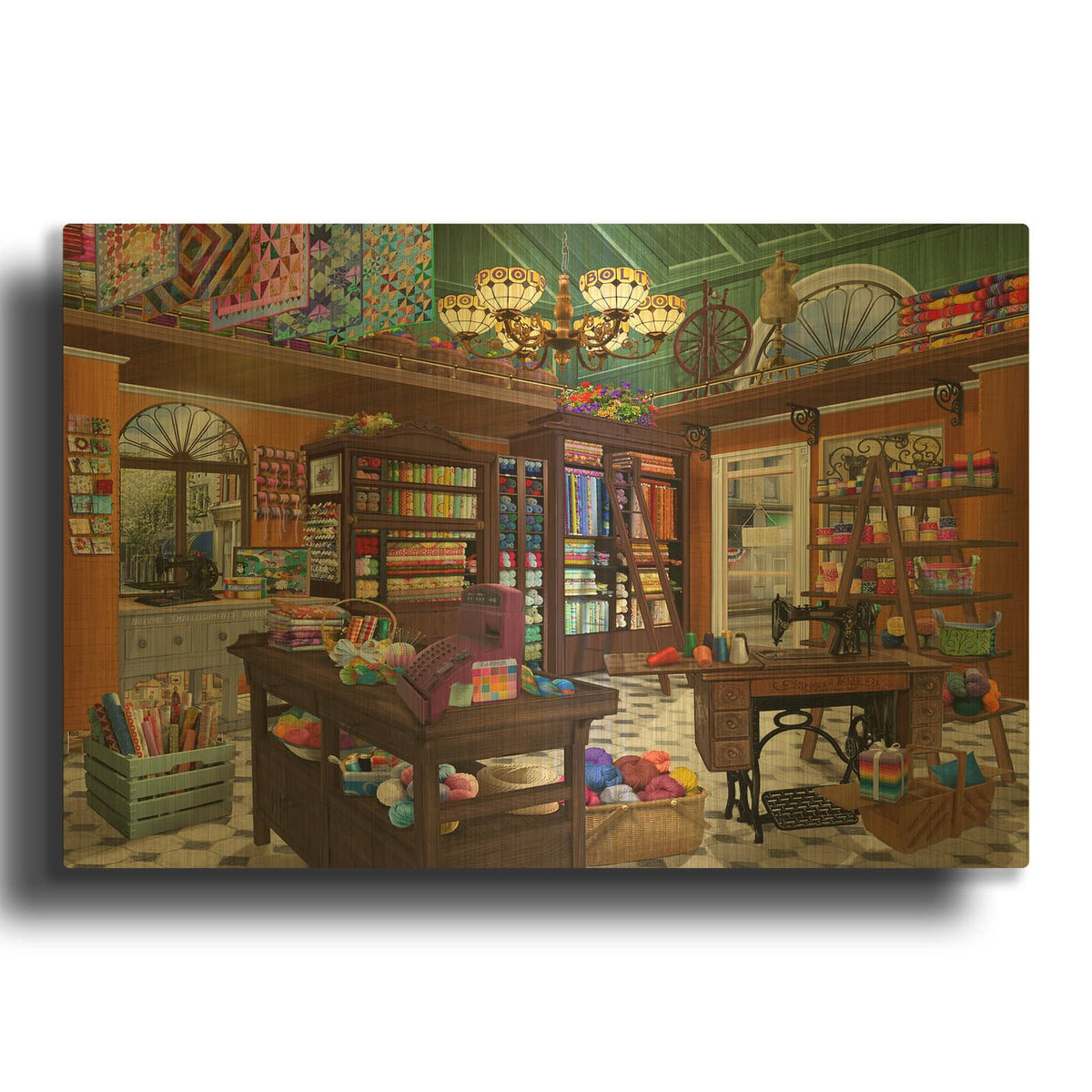 'Spools N Bolts' By Bigelow Illustrations Gold Metal Wall Art