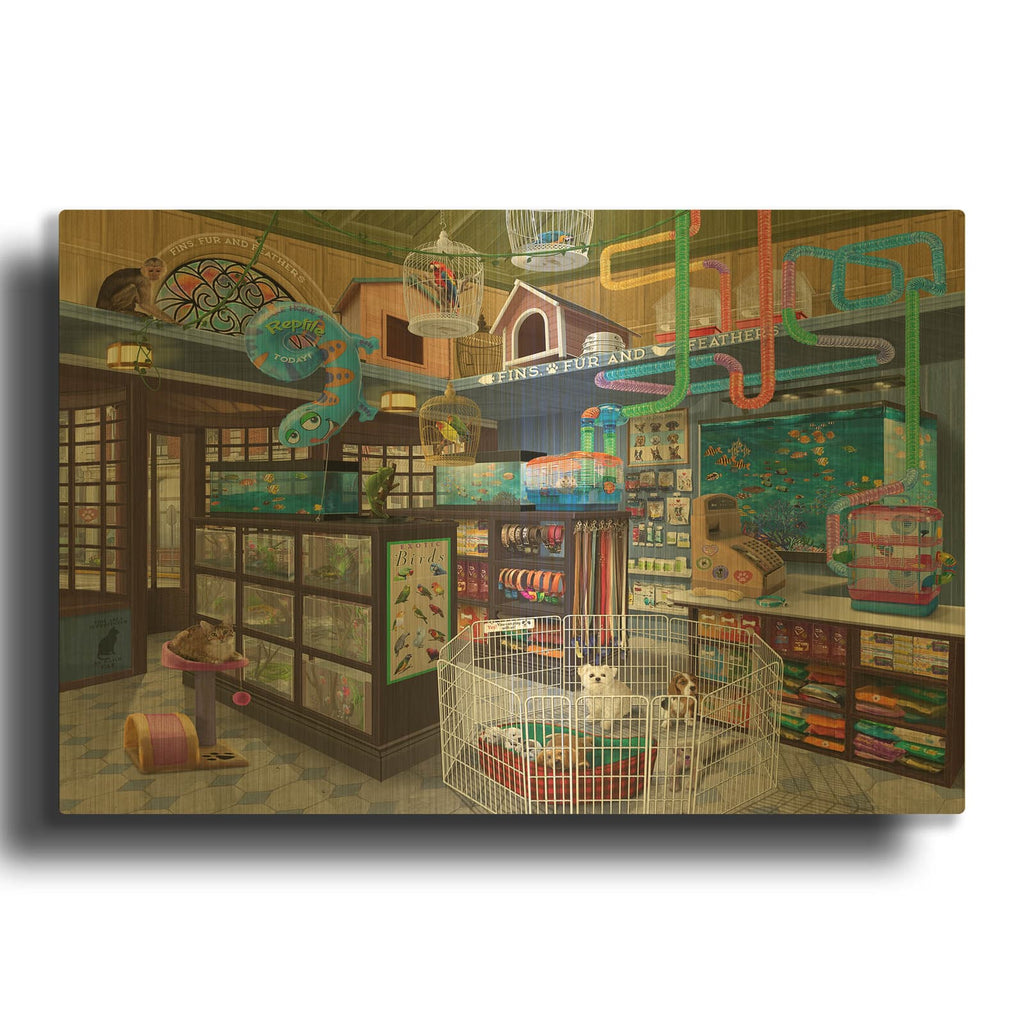 'Fins, Fur And Feathers' By Bigelow Illustrations Gold Metal Wall Art