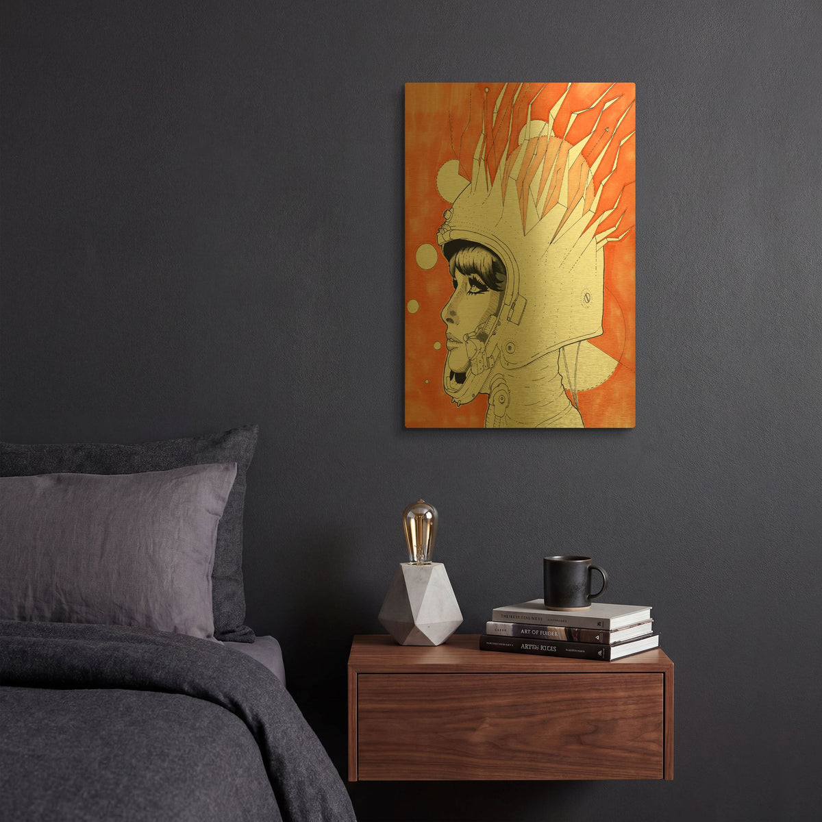 'Space Queen Fire' By Craig Snodgrass Gold Metal Wall Art
