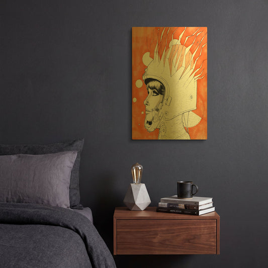 'Space Queen Fire' By Craig Snodgrass Gold Metal Wall Art