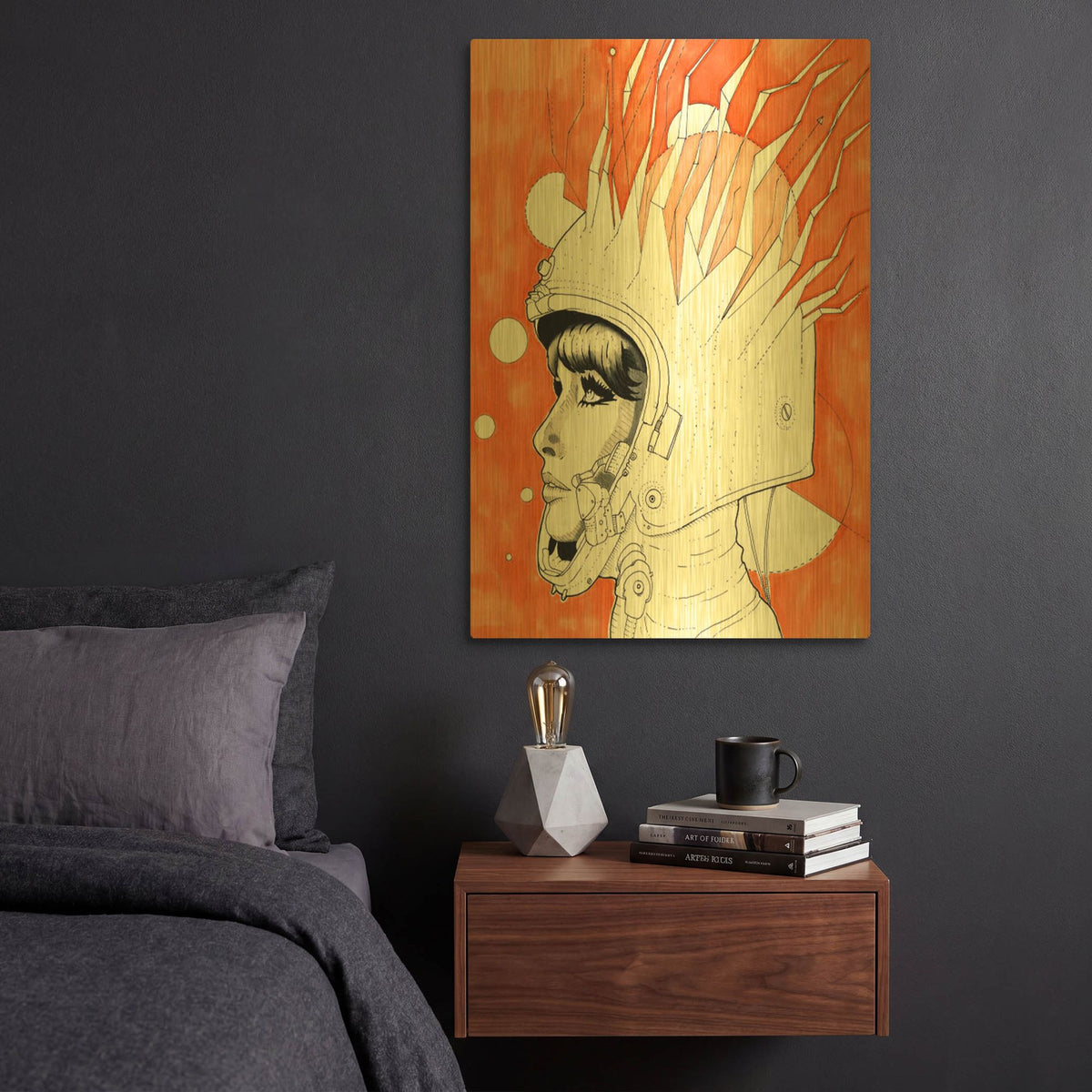 'Space Queen Fire' By Craig Snodgrass Gold Metal Wall Art