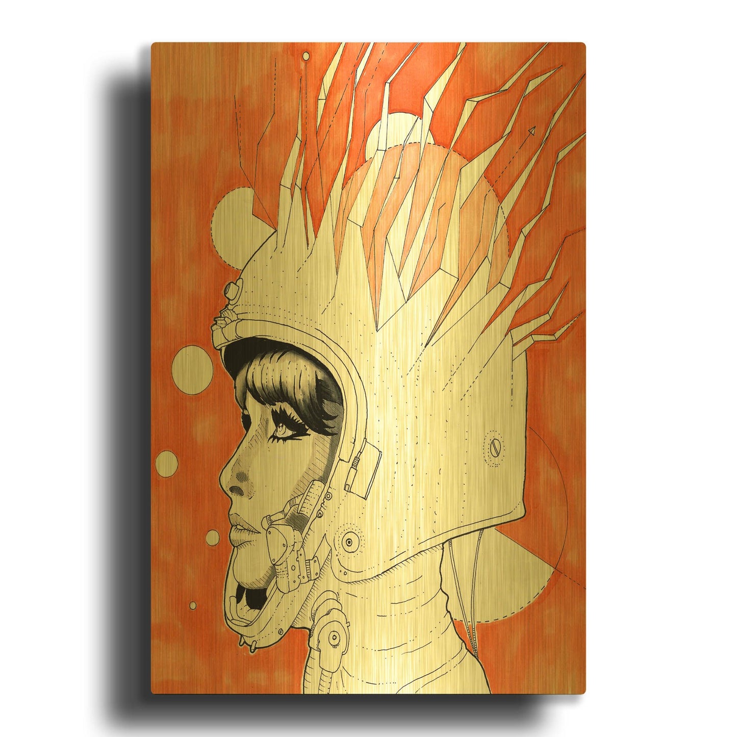 'Space Queen Fire' By Craig Snodgrass Gold Metal Wall Art