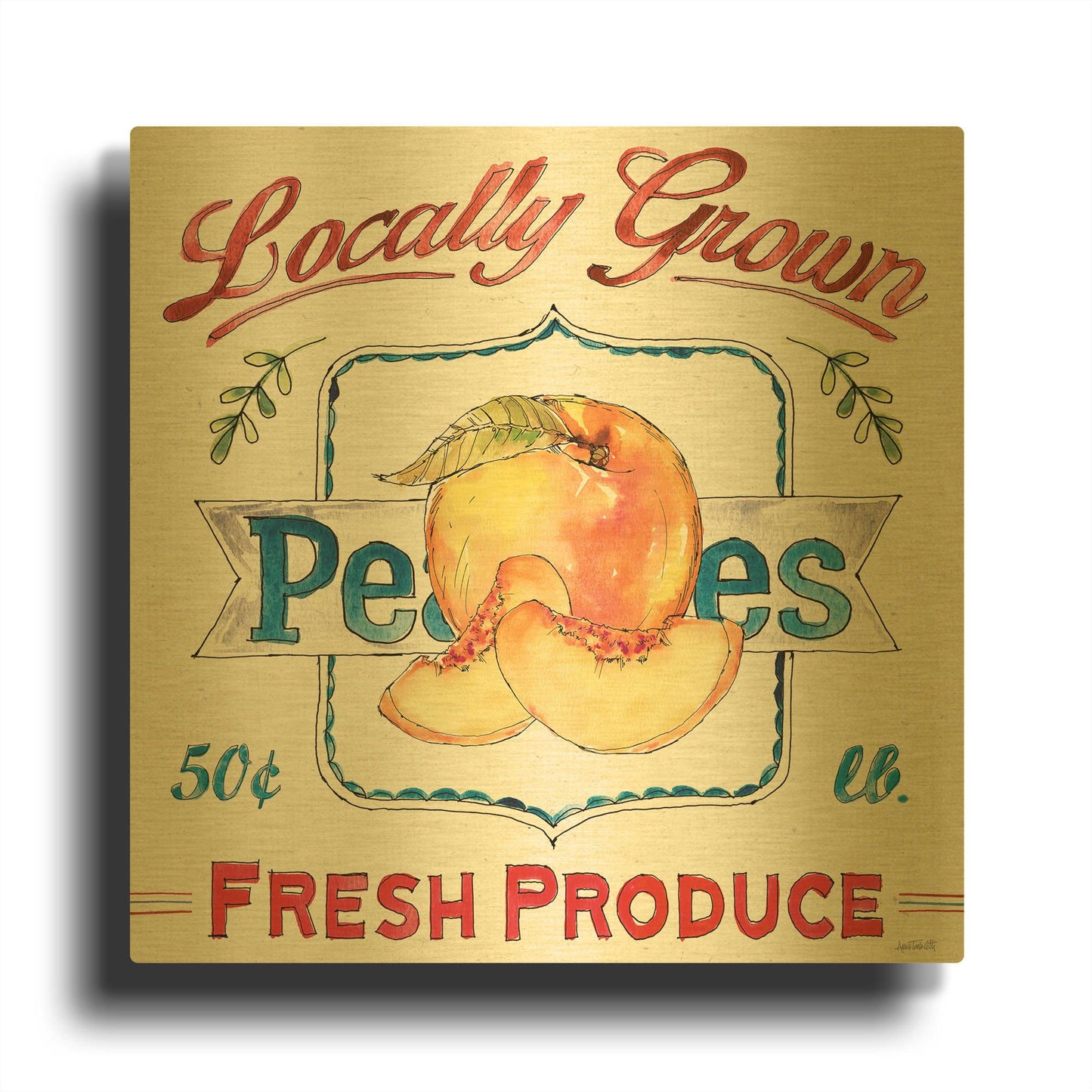 'Fruit Stand III' By Anne Tavoletti Gold Metal Wall Art