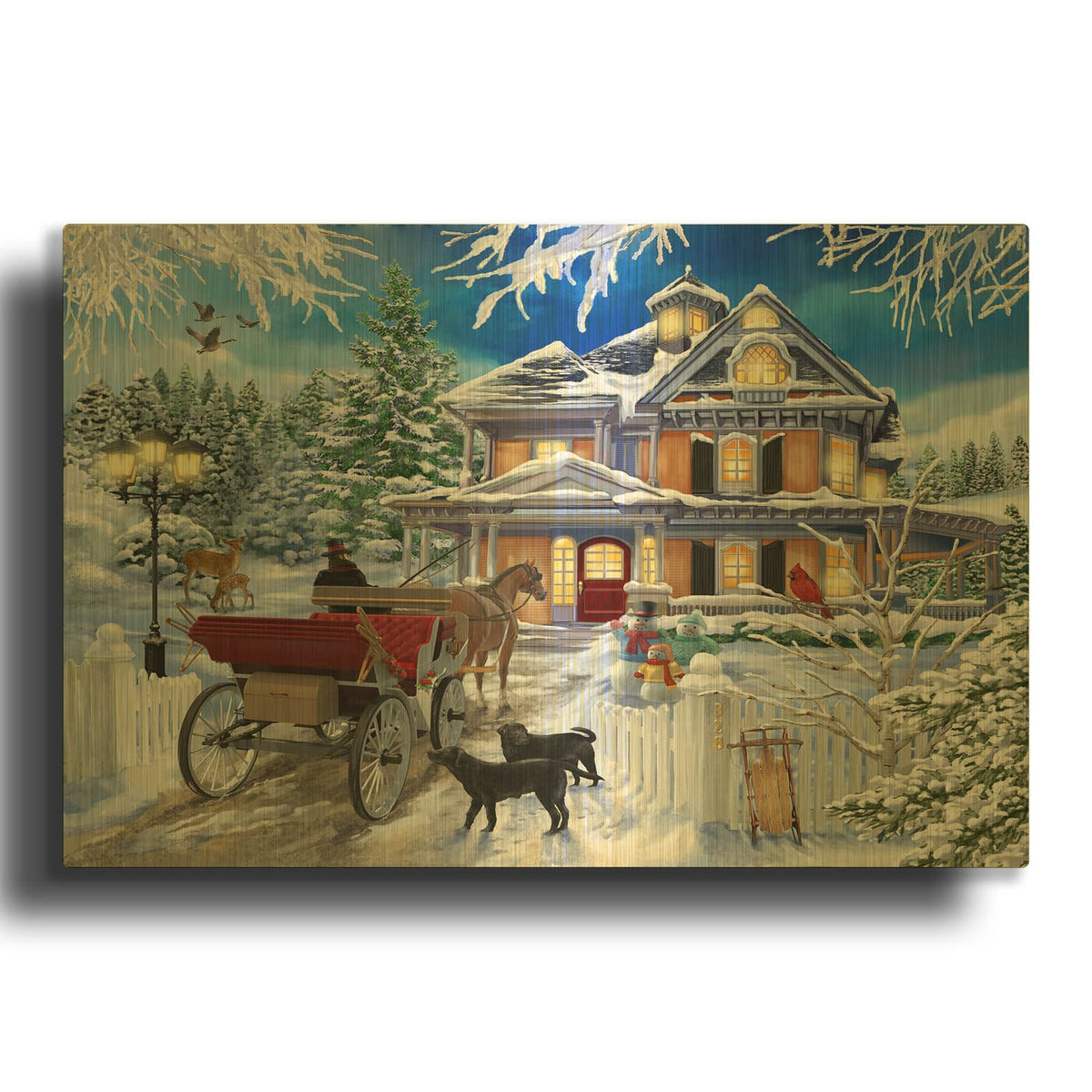 'The Carriage Awaits' By Bigelow Illustrations Gold Metal Wall Art