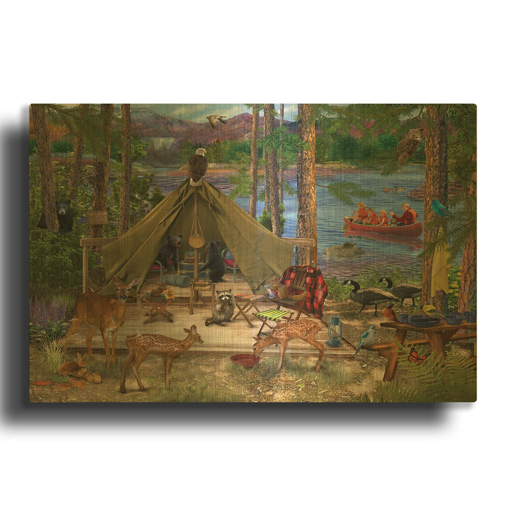 'Friends And Family' By Bigelow Illustrations Gold Metal Wall Art